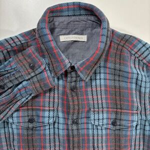 Outerknown Blanket Flannel Shirt Medium Blue Red Plaid Organic Cotton Hiking